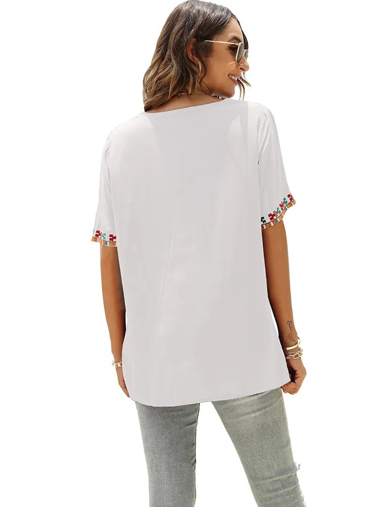 Stilla | Bluse Slim Mexicansk Broderet