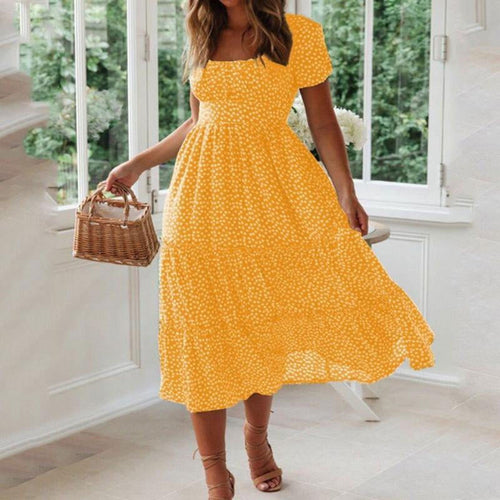 Stilla | Casual Maxi Kjole Med Firkantet Krave