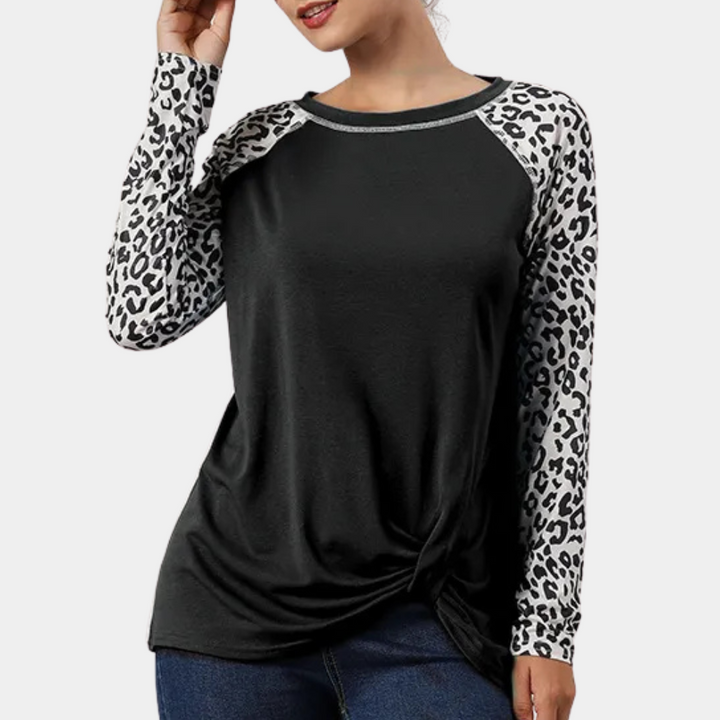Stilla | Kvindelig Langærmet T-Shirt med Leopardmønster