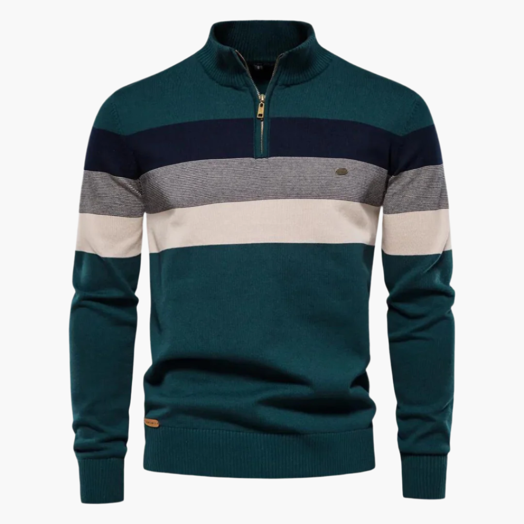 Stilla | Strikpullover med Kvart Lynlås - Elegant Fint Strik til Erhvervsliv & Fritid