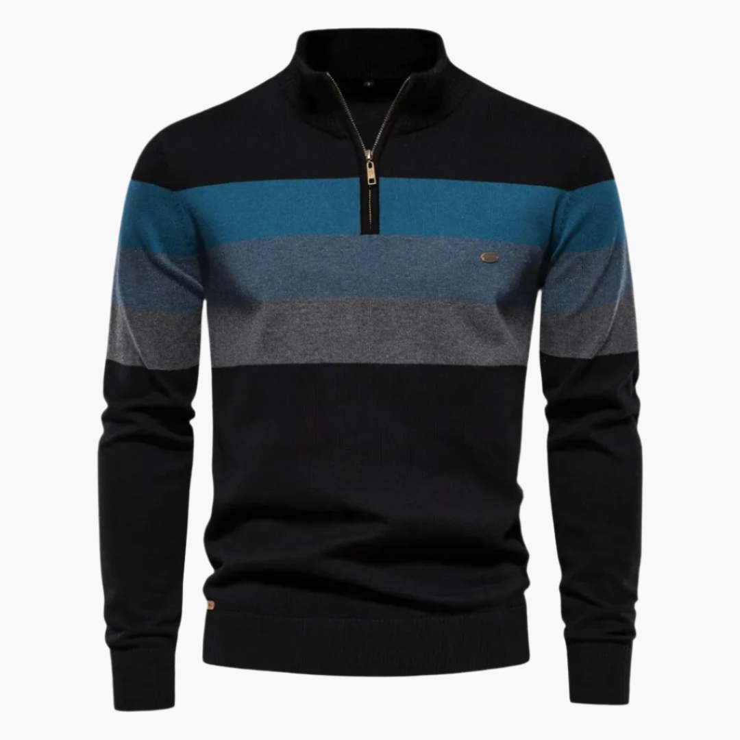 Stilla | Strikpullover med Kvart Lynlås - Elegant Fint Strik til Erhvervsliv & Fritid