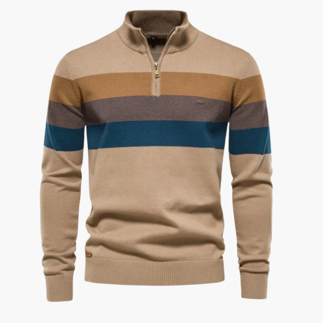 Stilla | Strikpullover med Kvart Lynlås - Elegant Fint Strik til Erhvervsliv & Fritid
