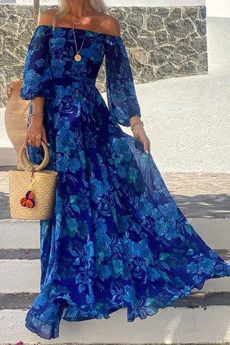 Stilla | Floral Off-the-shoulder Smocked Maxi Kjole Til Ferien