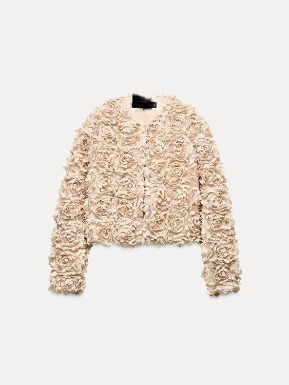 Stilla | Textureret Crop Jakke med lange ærmer