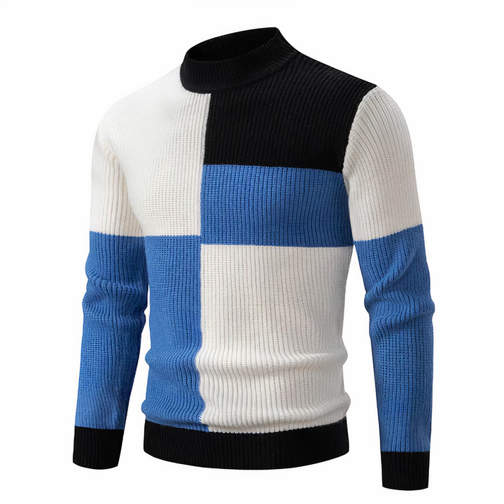Stilla | Stilfuld Patchwork Striktrøje til Mænd