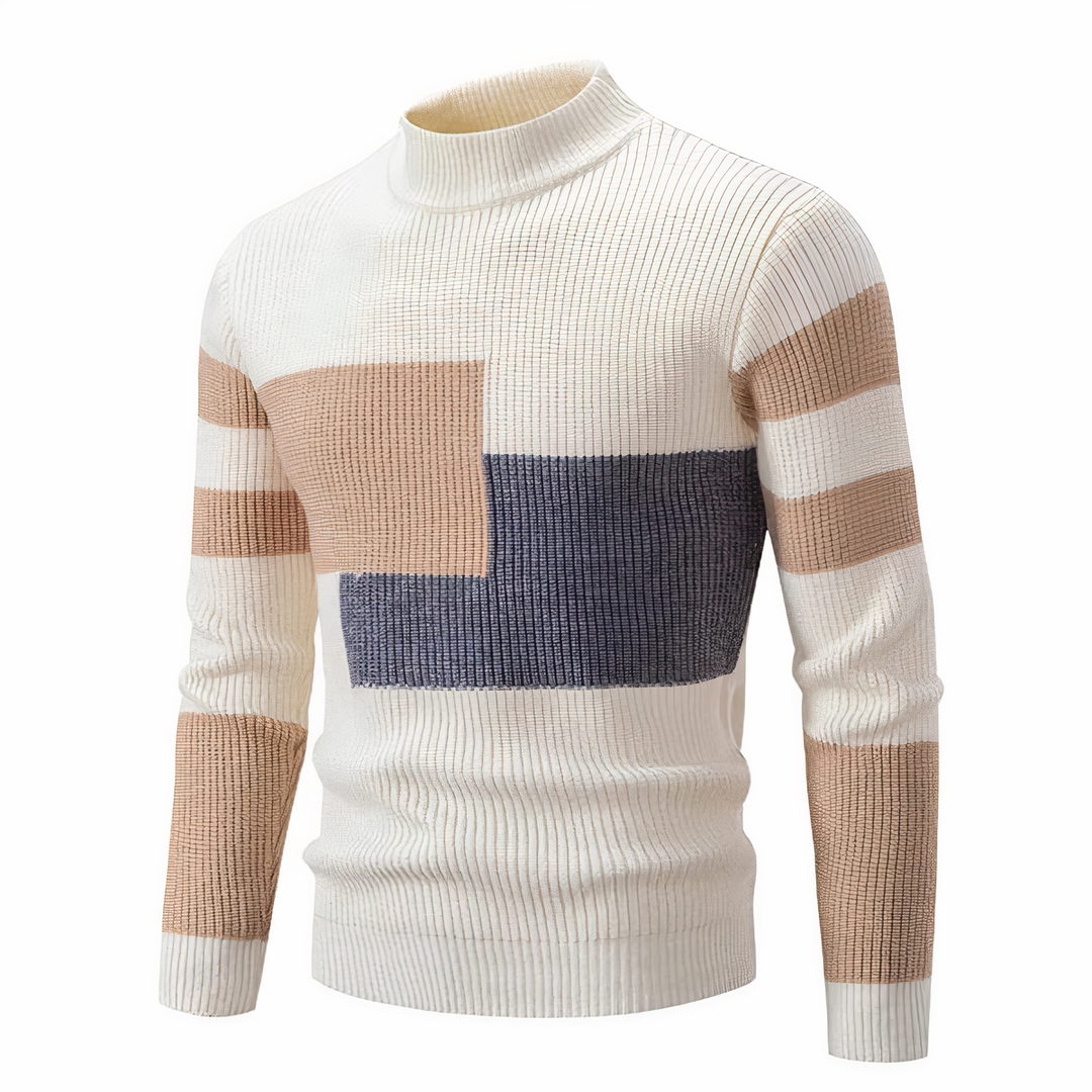 Stilla | Stilfuld Patchwork Striktrøje til Mænd