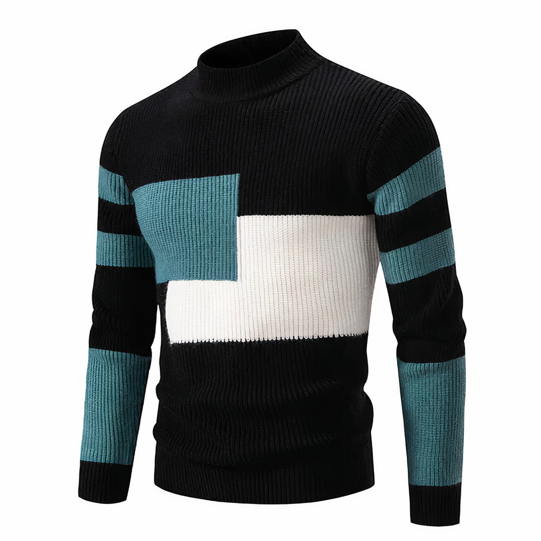 Stilla | Stilfuld Patchwork Striktrøje til Mænd
