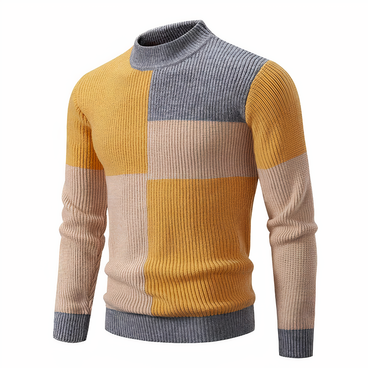 Stilla | Stilfuld Patchwork Striktrøje til Mænd