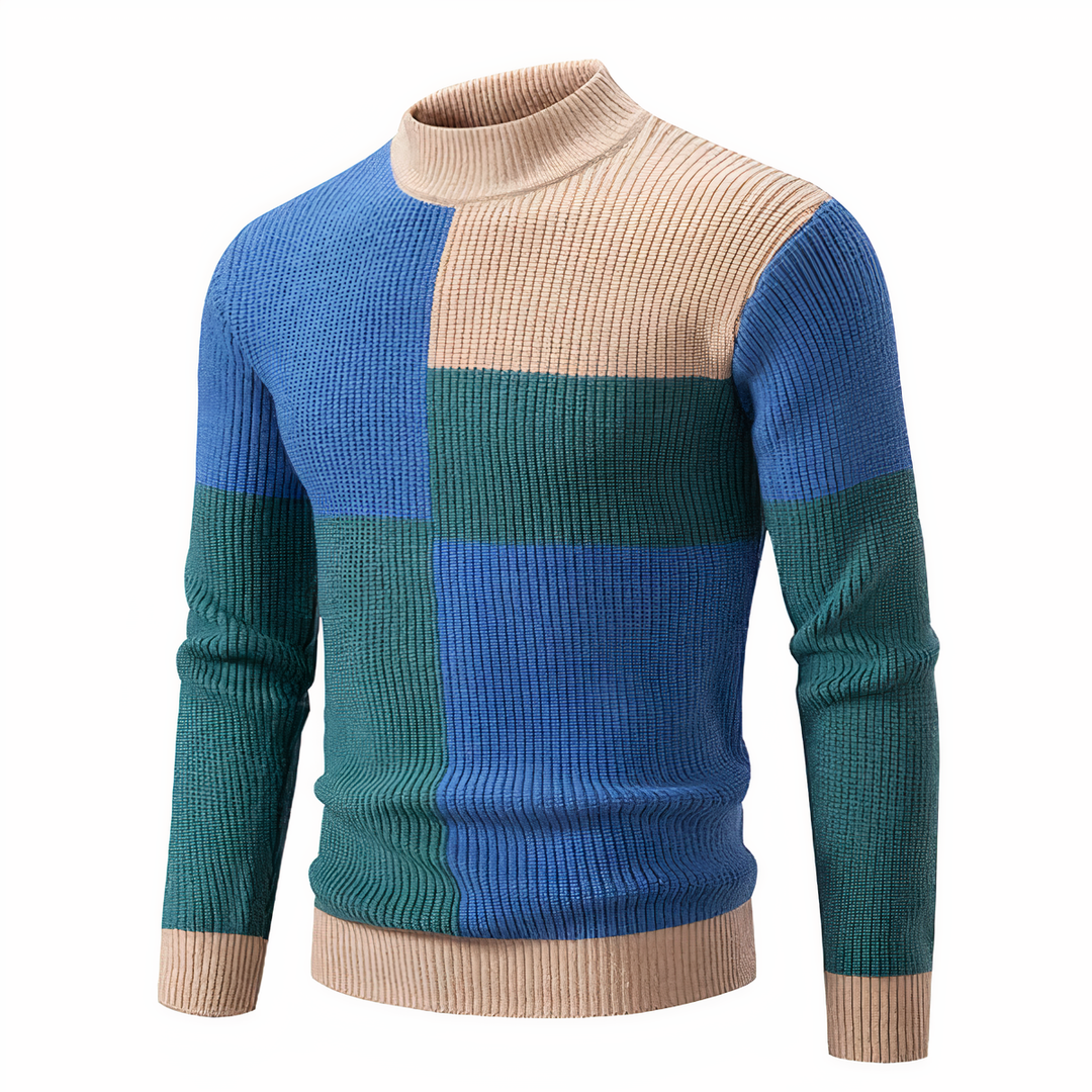 Stilla | Stilfuld Patchwork Striktrøje til Mænd