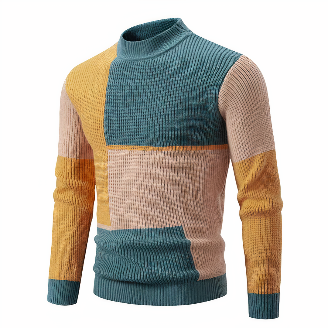 Stilla | Stilfuld Patchwork Striktrøje til Mænd