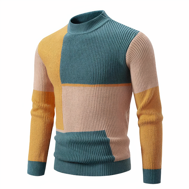 Stilla | Stilfuld Patchwork Striktrøje til Mænd