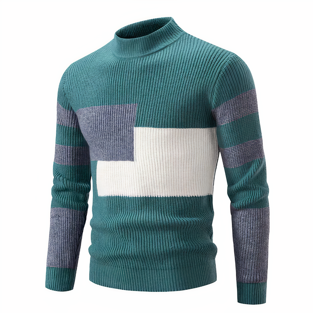Stilla | Stilfuld Patchwork Striktrøje til Mænd
