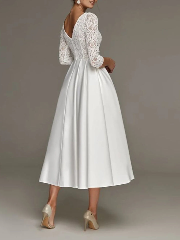 Stilla | Elegant Vintage Lace Patchwork ALine Kjole til Kvinder