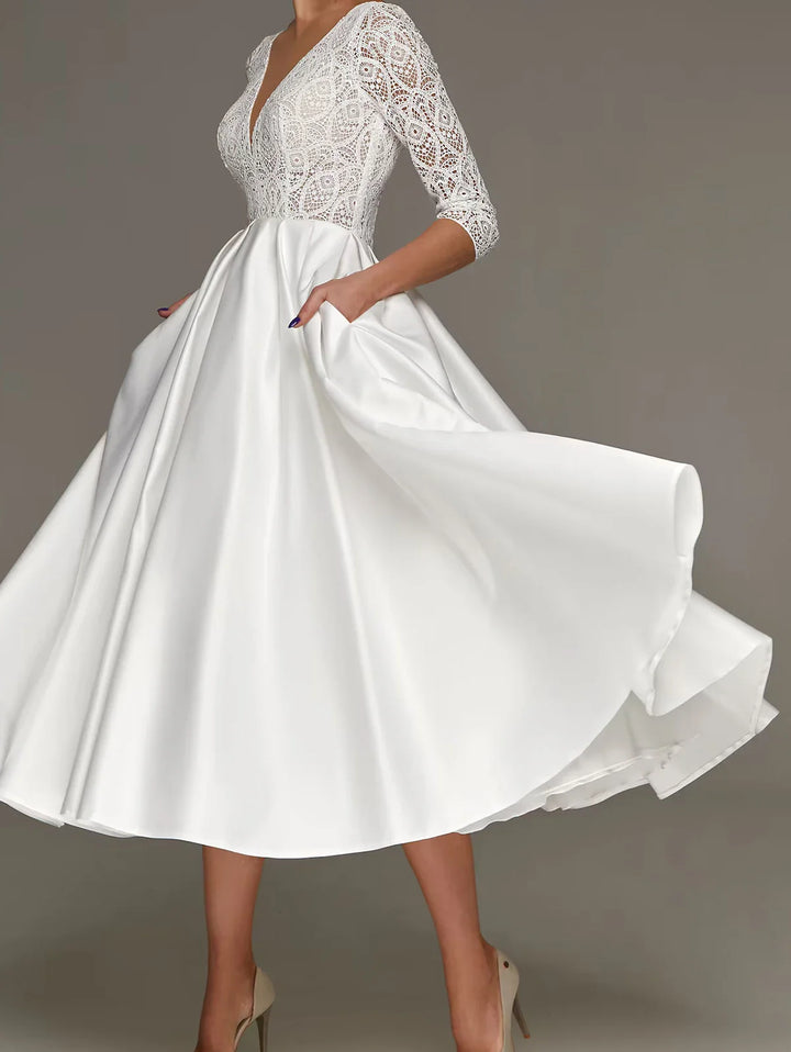 Stilla | Elegant Vintage Lace Patchwork ALine Kjole til Kvinder
