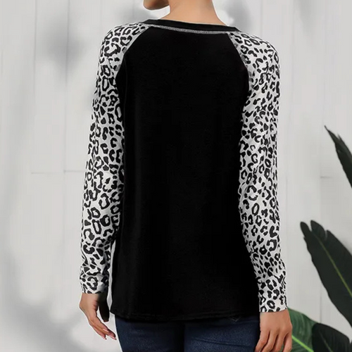 Stilla | Kvindelig Langærmet T-Shirt med Leopardmønster