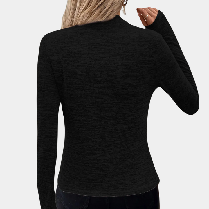 Stilla | Sofistikeret Skrå Lynlås Pullover til Kvinder