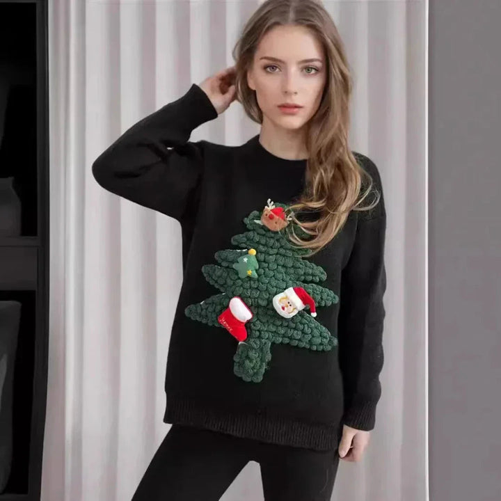 Stilla | Juletræstrik med 3D juletræ Dame mode Jule-strik