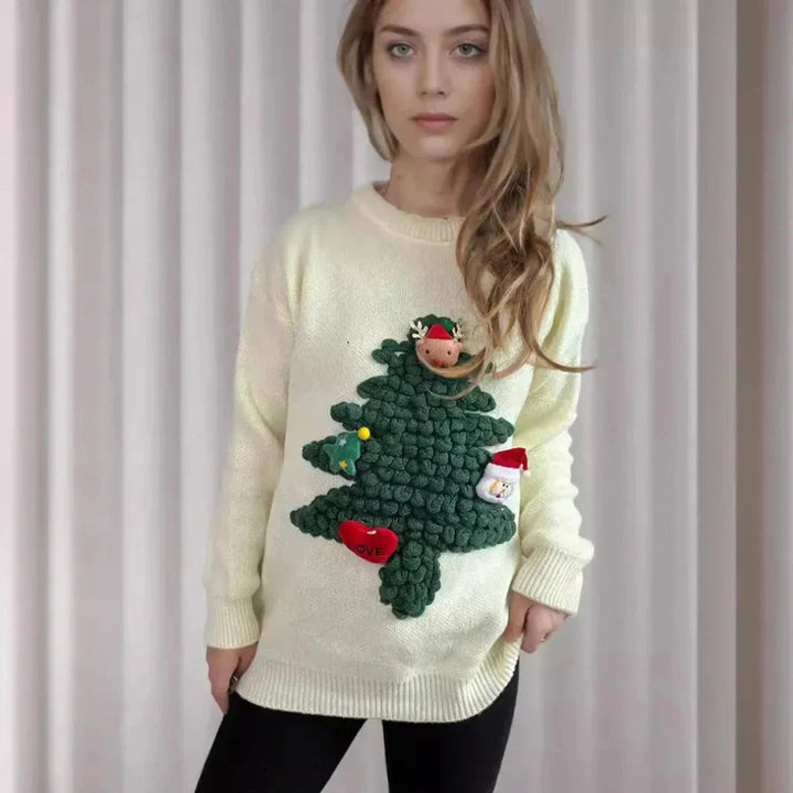 Stilla | Juletræstrik med 3D juletræ Dame mode Jule-strik