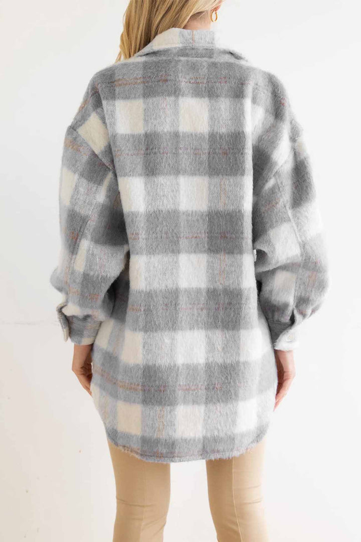Stilla | Tjekket Mohair Frakke Med Knapper