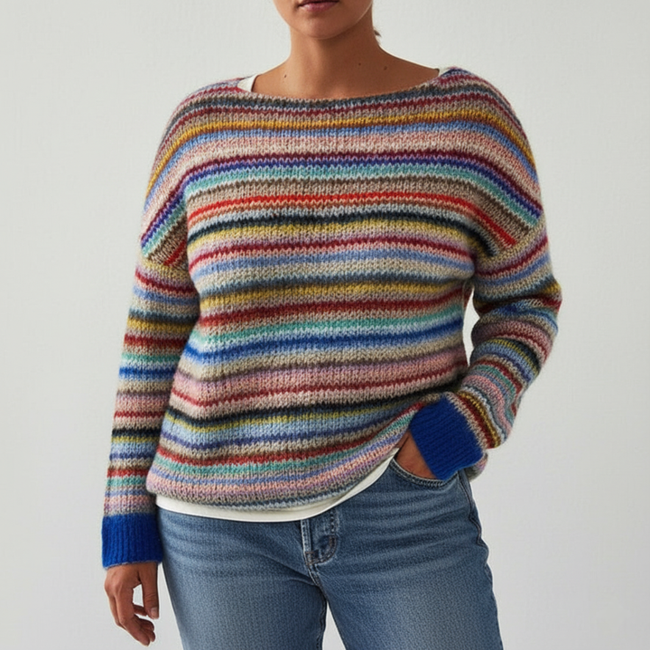 Stilla | Dames Multifarvet Mønster Sweater Store Størrelser