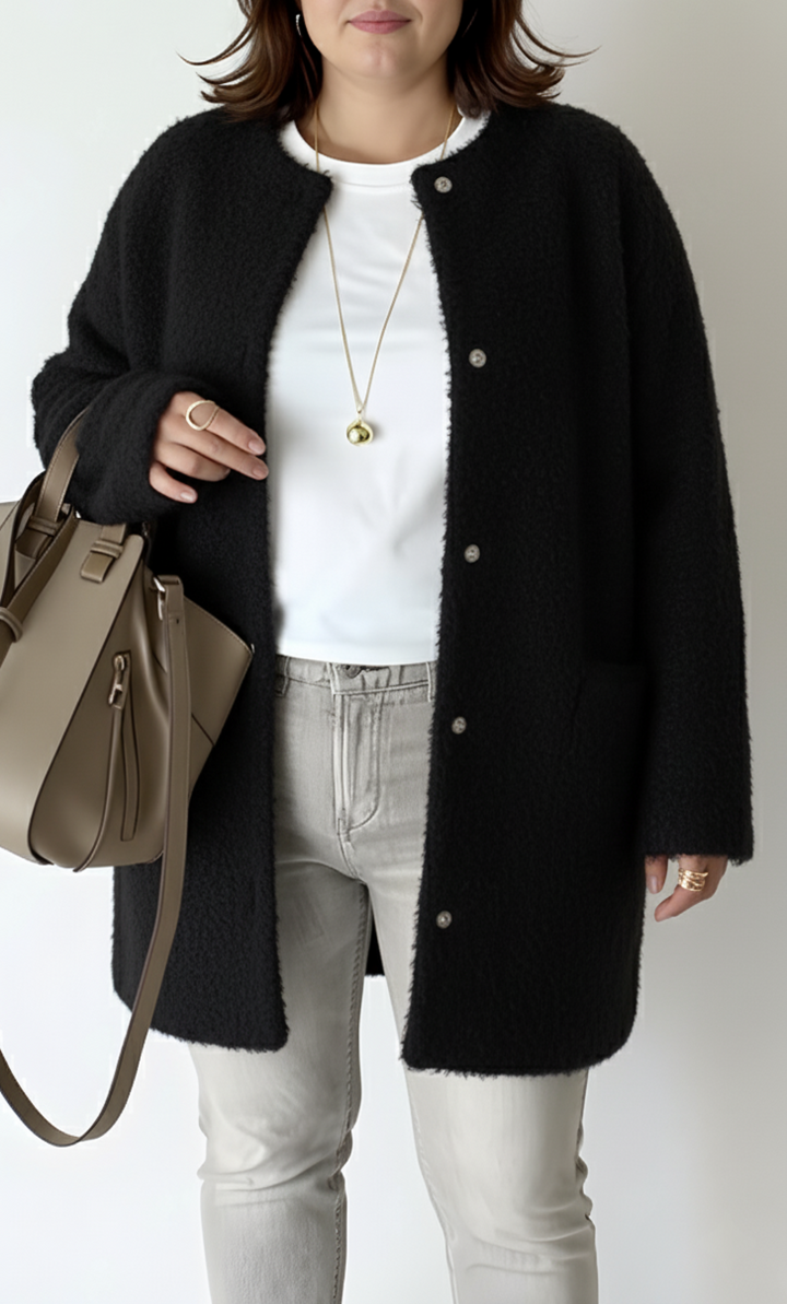 Stilla | Dame sweater-cardigan Elegant og løs pasform Store størrelser