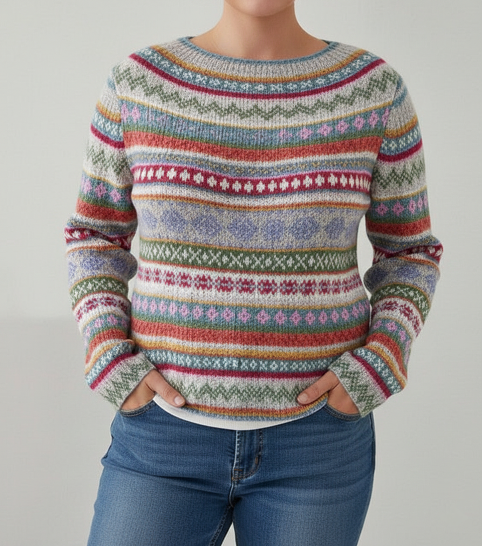 Stilla | Dames Multifarvet Mønster Sweater Store Størrelser