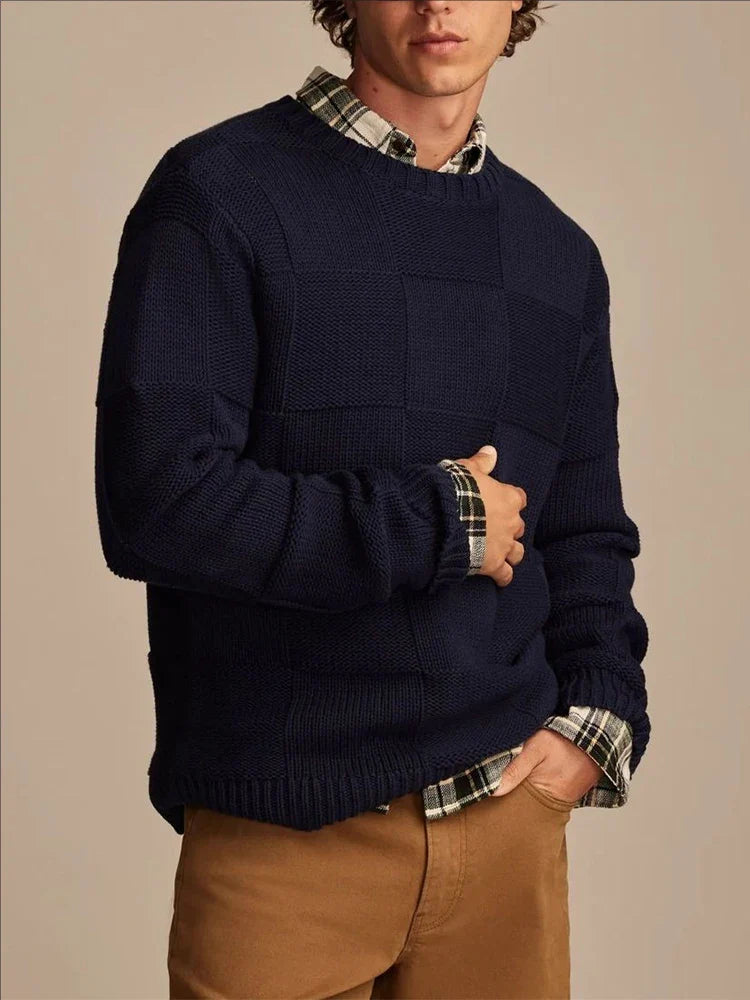 Stilla | Herre Sweater med Ternet Mønster