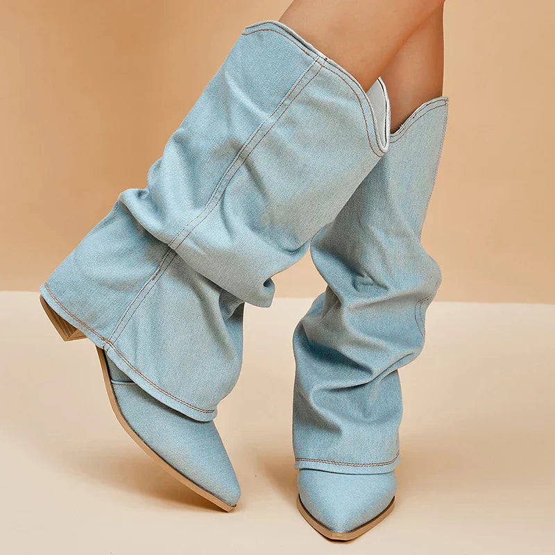 Stilla | Klassisk og Elegant Høj Jeansstøvler