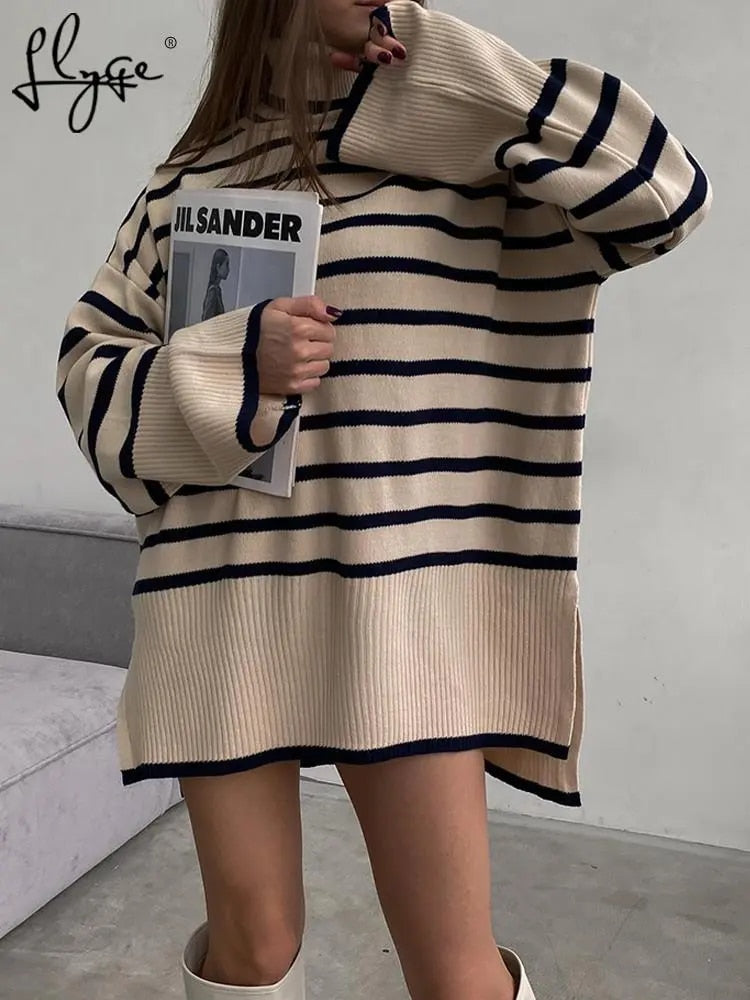 Stilla | Stribet rullekravepullover