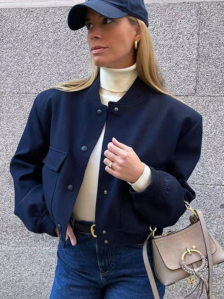 Stilla | Dame Cropped Button-Down Bomberjakke