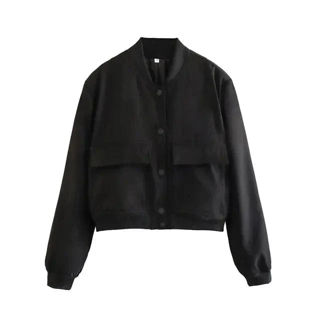 Stilla | Dame Cropped Button-Down Bomberjakke