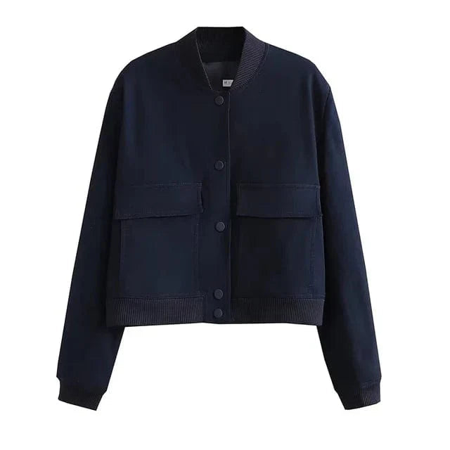 Stilla | Dame Cropped Button-Down Bomberjakke