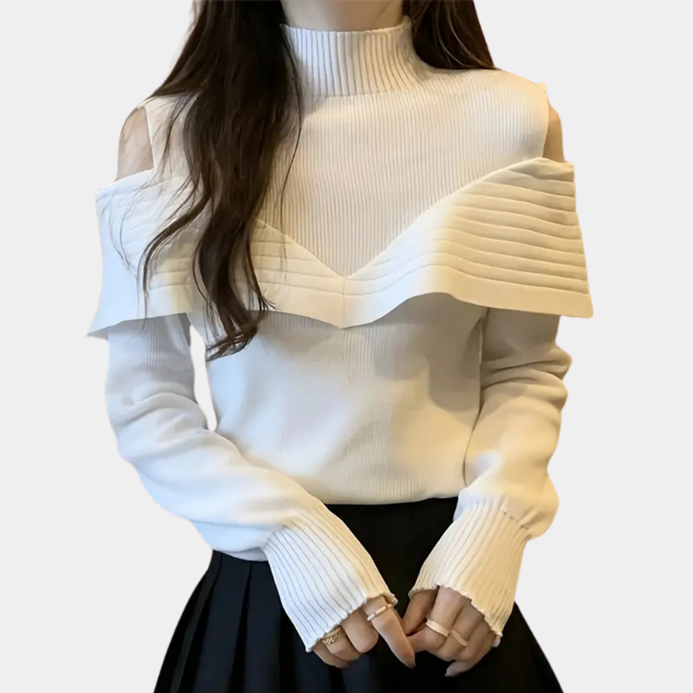 Stilla | Stilfuld Åben Skulder Sweater til Kvinder
