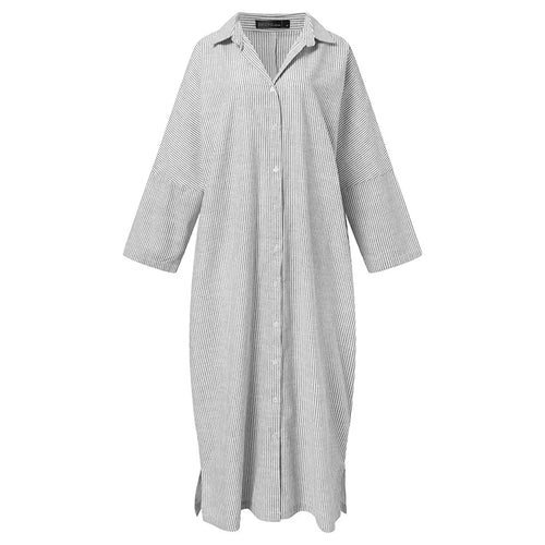 Stilla | Oversize Stribet Skjortekjole