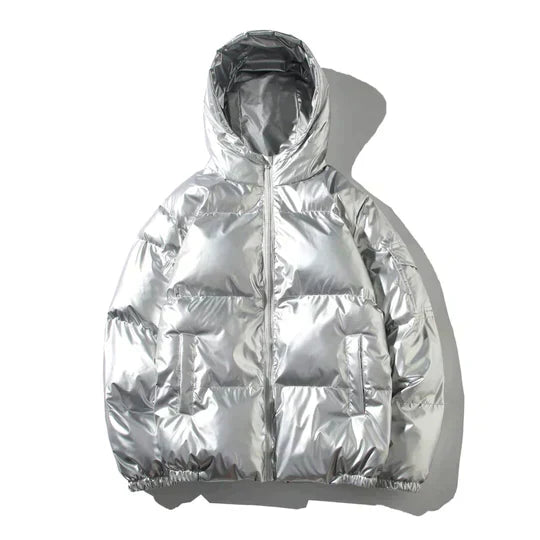 Stilla | Vindproof metallisk vinter puffer jakke