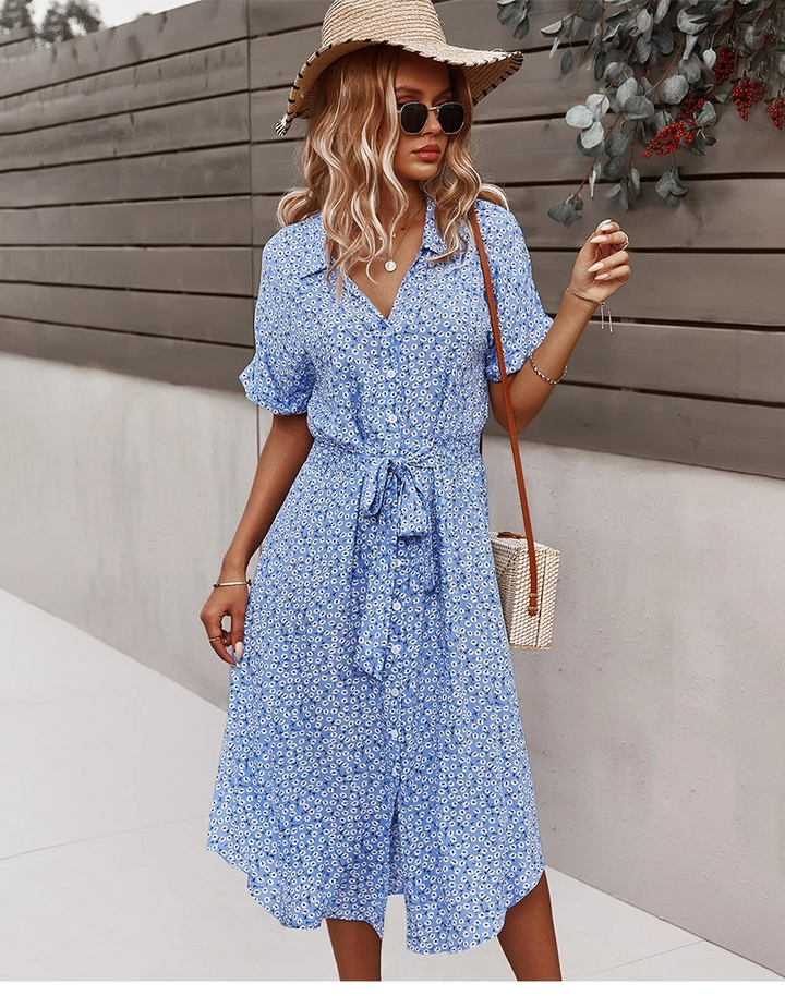 Stilla | Blomstret Rufflet Maxi Kjole