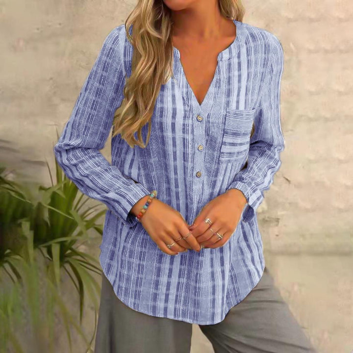 Stilla | Casual Loose Blouse Med Lange Ærmer Og V-Udsnit