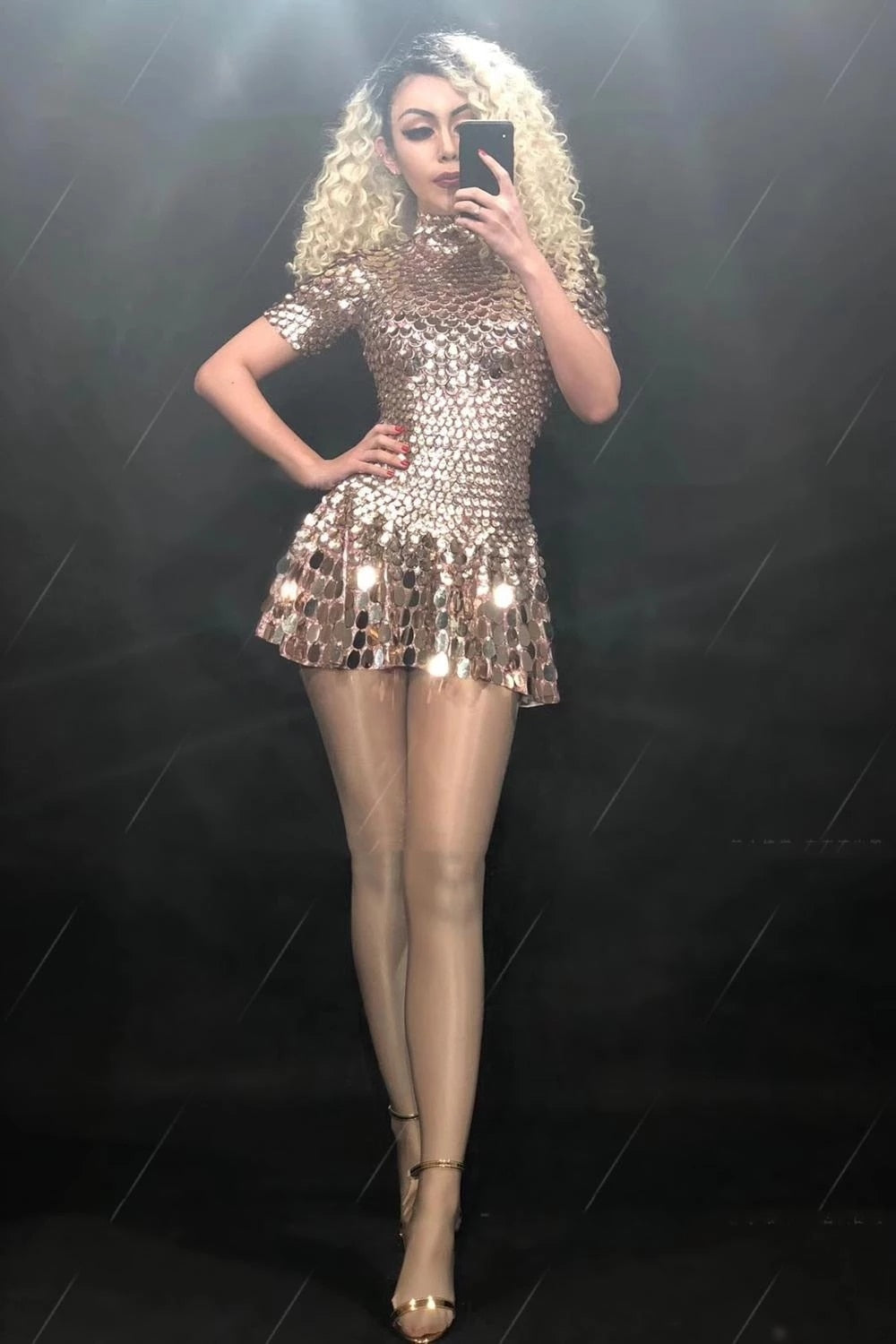 Stilla | Glitrende Pailletter Havfrue Leotard Mikro Kjole