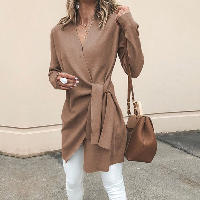 Stilla | Elegant Strikjakke Pullover Med Lange Ærmer Til Kvinder Til Elegante Kontorlooks