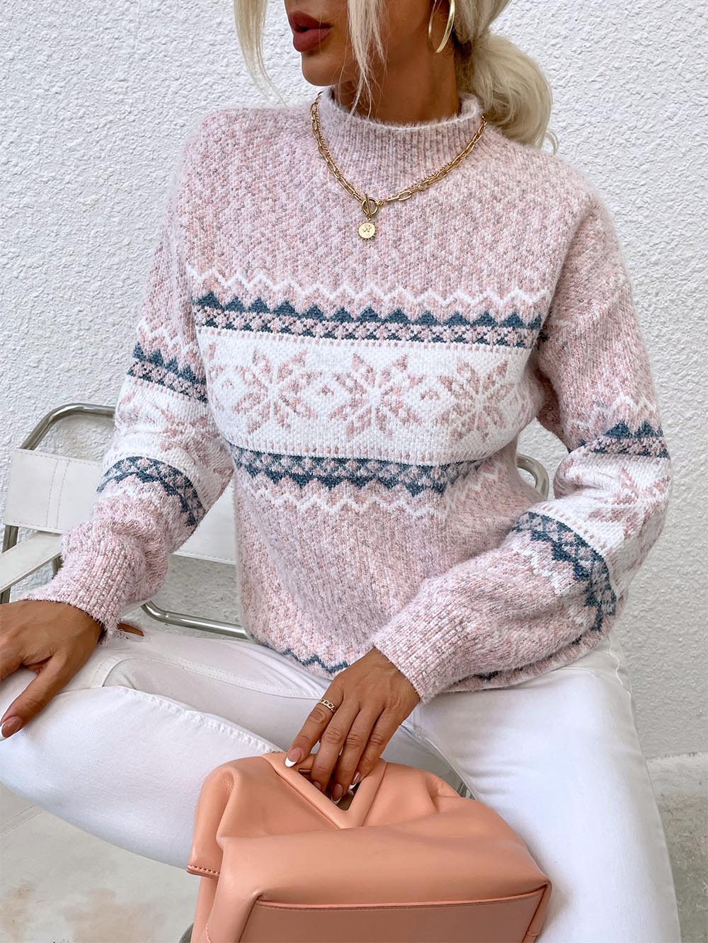 Stilla | Pullover Mellemlang Af Snefnugstrik Jul