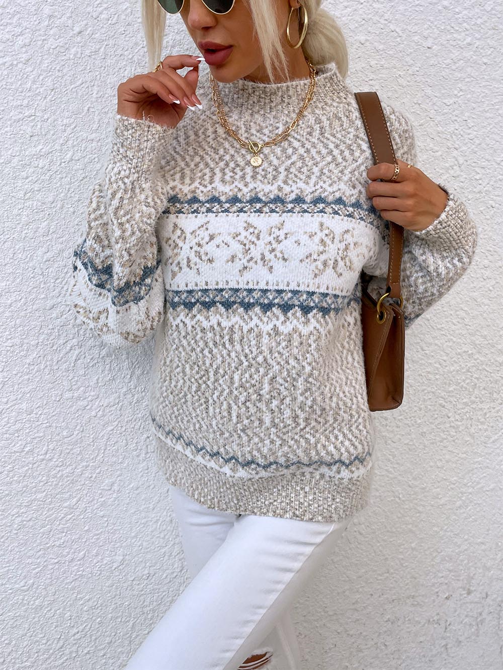 Stilla | Pullover Mellemlang Af Snefnugstrik Jul
