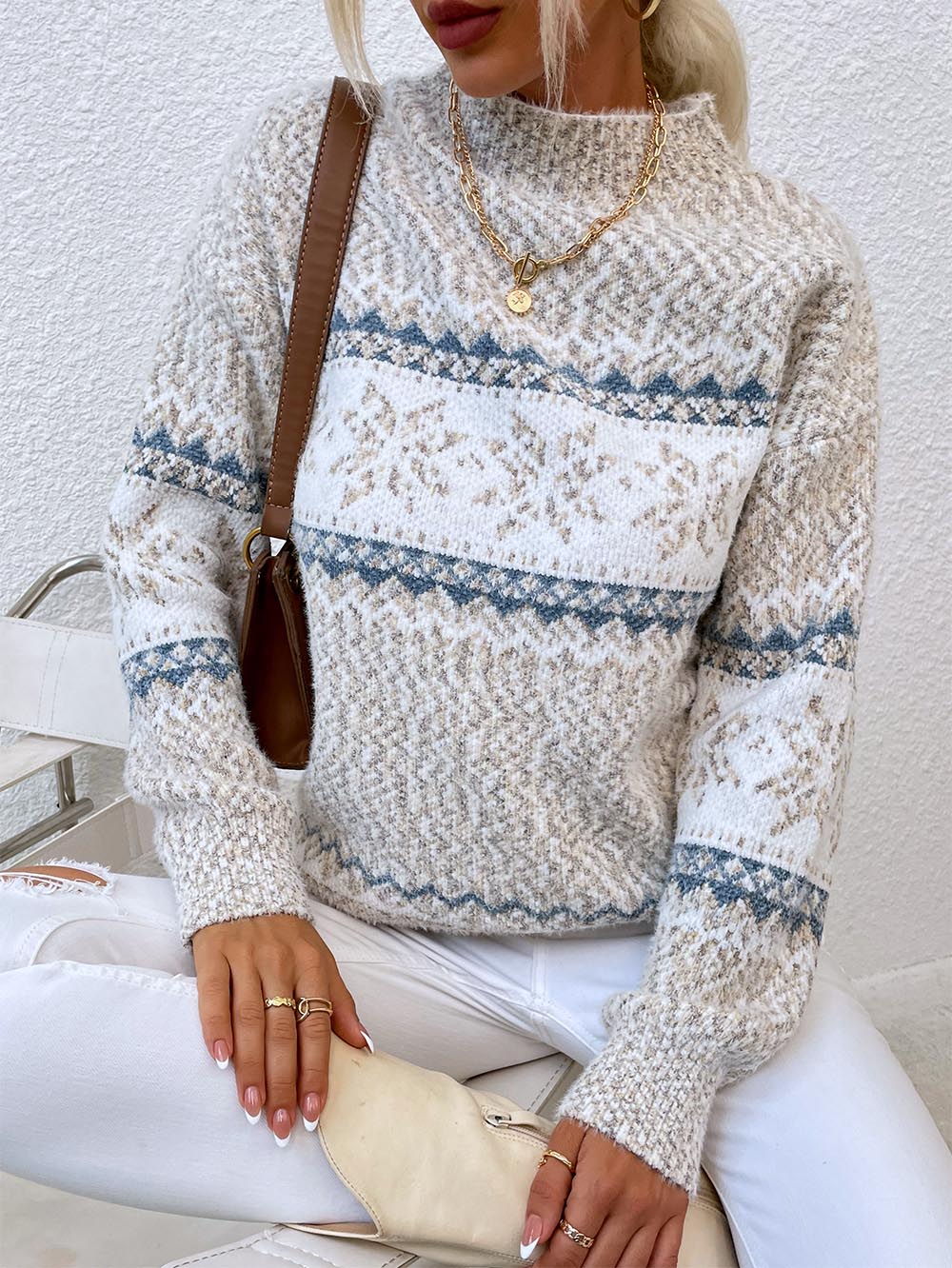 Stilla | Pullover Mellemlang Af Snefnugstrik Jul