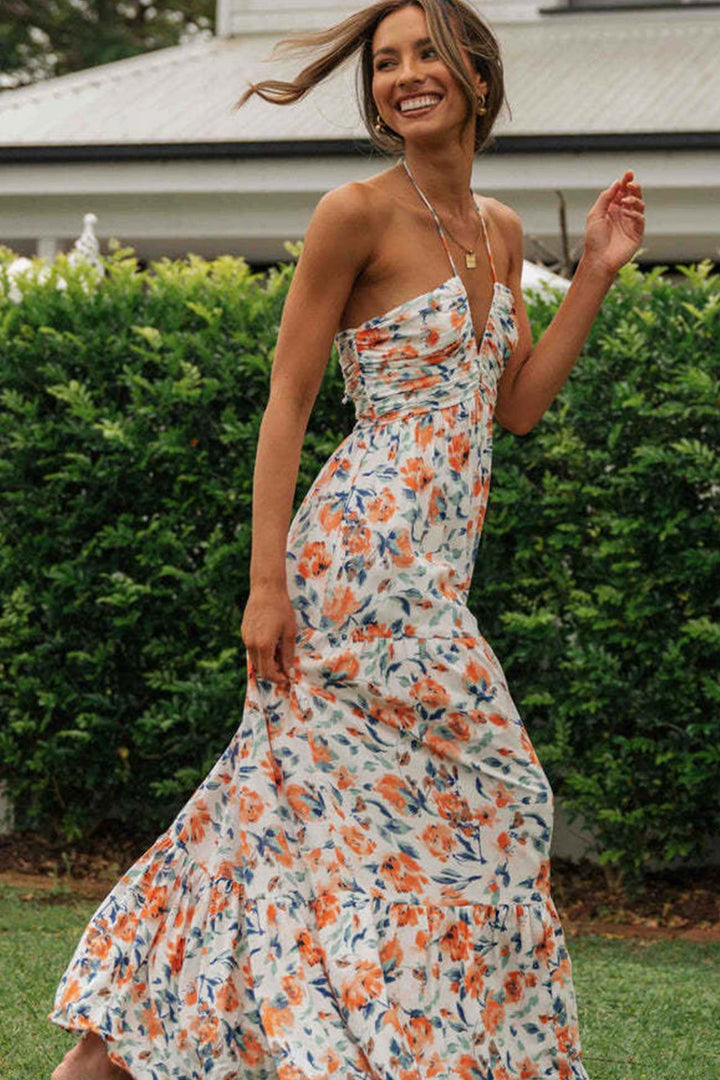 Stilla | Floral Print Chiffon Maxi Kjole