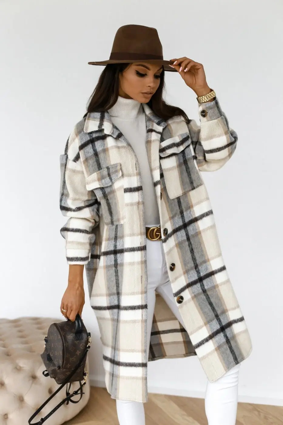 Stilla | Langt Tchecket Fleece-Kappe