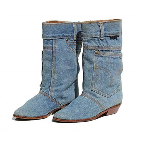 Stilla | Lave hæl denim ankelstøvler