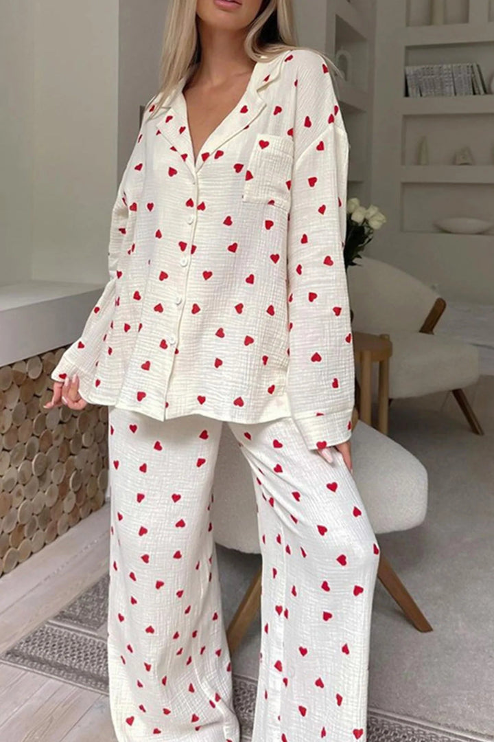 Stilla | Pyjamas Med Hyggeligt Hjerteprint