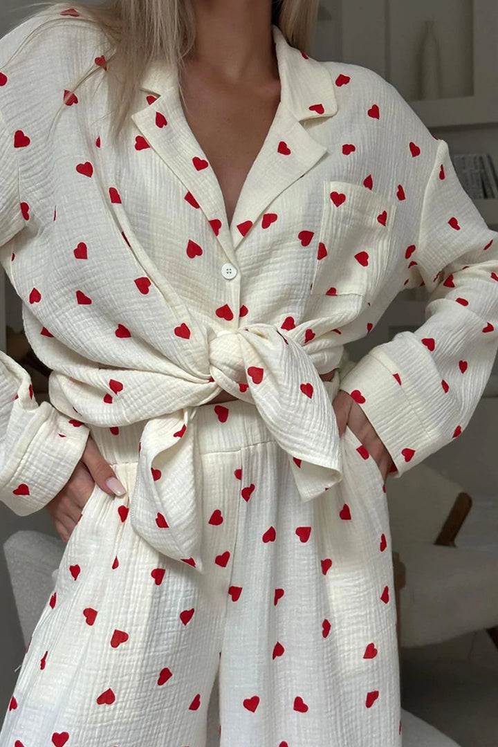 Stilla | Pyjamas Med Hyggeligt Hjerteprint