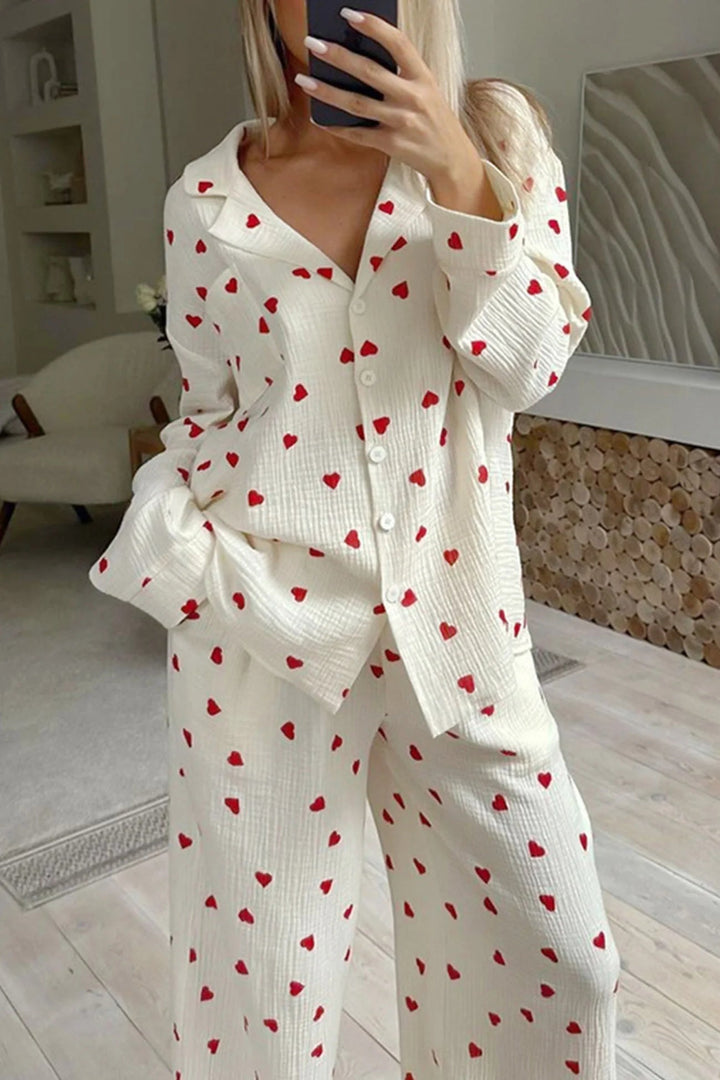 Stilla | Pyjamas Med Hyggeligt Hjerteprint