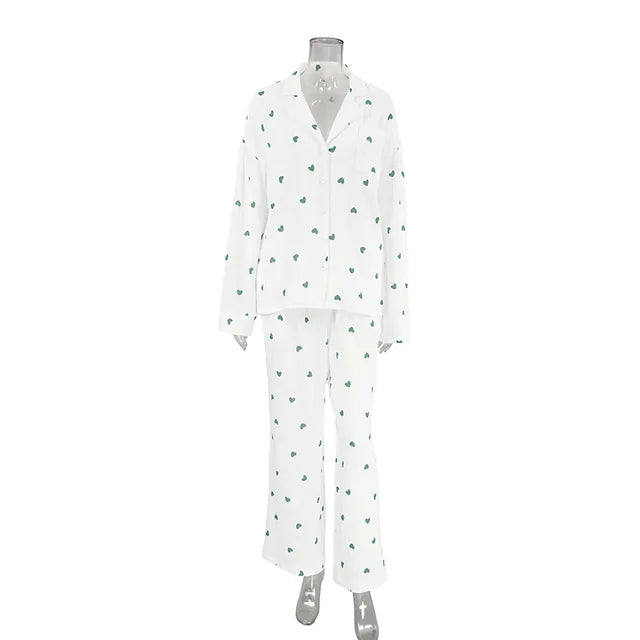 Stilla | loungewear sæt i bomuld med hjertetryk