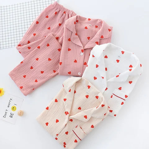 Stilla | loungewear sæt i bomuld med hjertetryk
